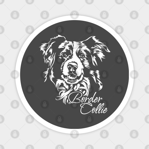 Funny Border Collie dog portrait Magnet by wilsigns